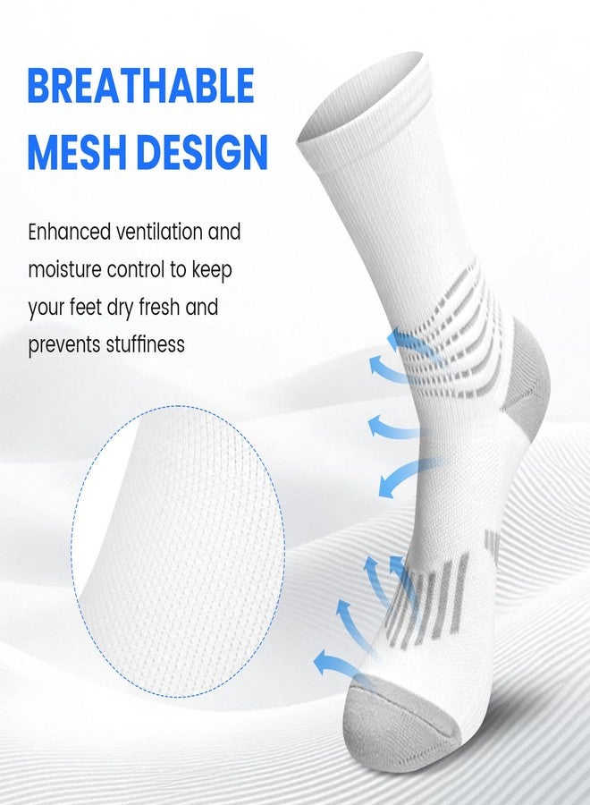 IRAMY Crew Compression Socks for Men Women, White Athletic Running Sports Socks 3 Pairs - Image 4