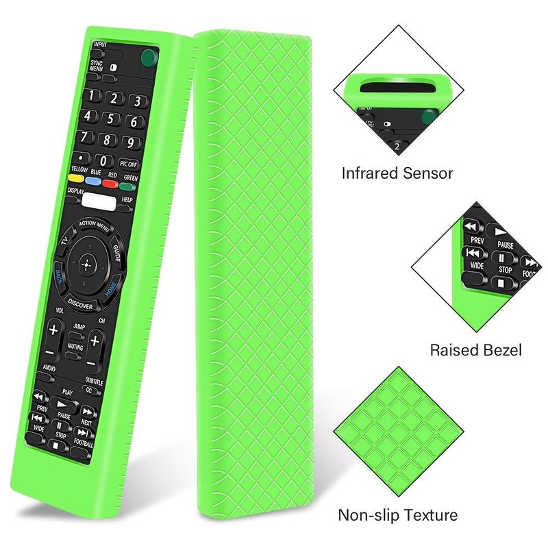 Fluorescent Green Silicone Protective Cover for Sony Bravia TV Remote Control Non Slip Infrared Compatible Precise Cutouts Durable Flexible Remote Case Functional Cover - Image 1