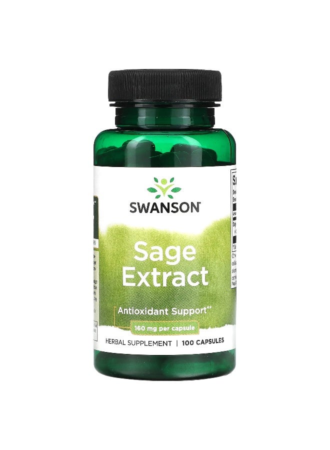 Swanson, Sage Extract, 160 mg, 100 Capsules - Image 1
