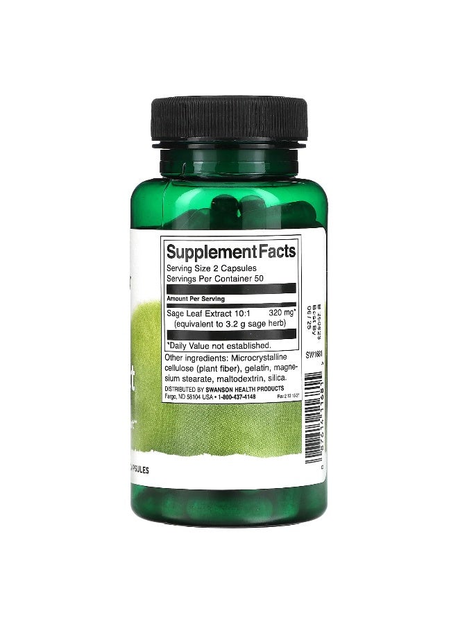 Swanson, Sage Extract, 160 mg, 100 Capsules - Image 2