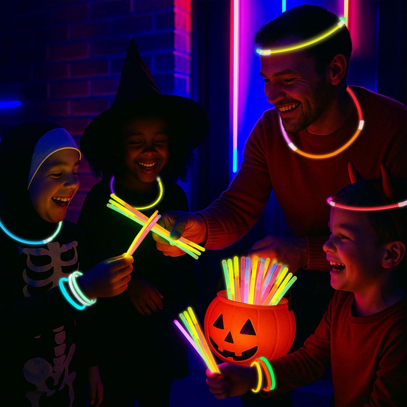 3 otters 100PCS Glow Sticks, 8 Inch Glow in the Dark Party Favors Halloween Party Supplies Light Up Sticks for Kids Adults Birthday Decorations - Image 4