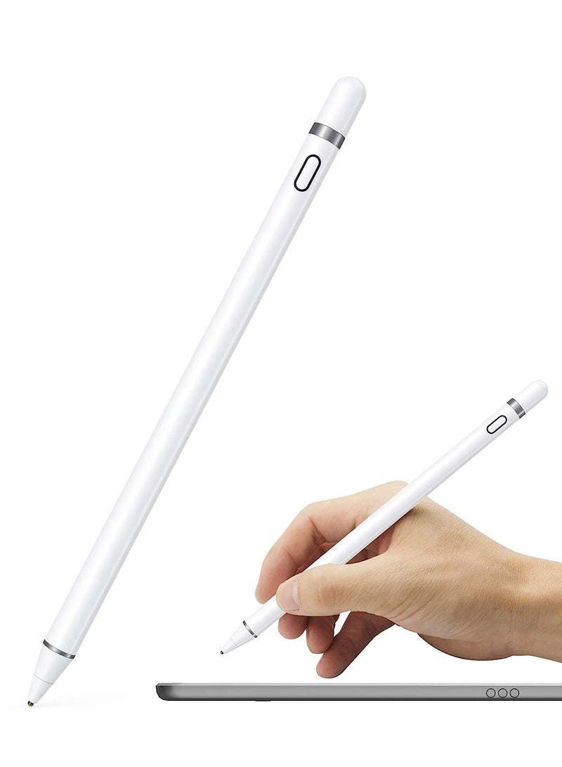 Active Stylus Pen White/Black 1.45mm fine Tip for iPad Apple iPhone Samsung Tablets, on iOS and Android Capacitive Touchscreen, Take-Note Hand-Written Draw no lags Skipping,Rechargeable - Image 1