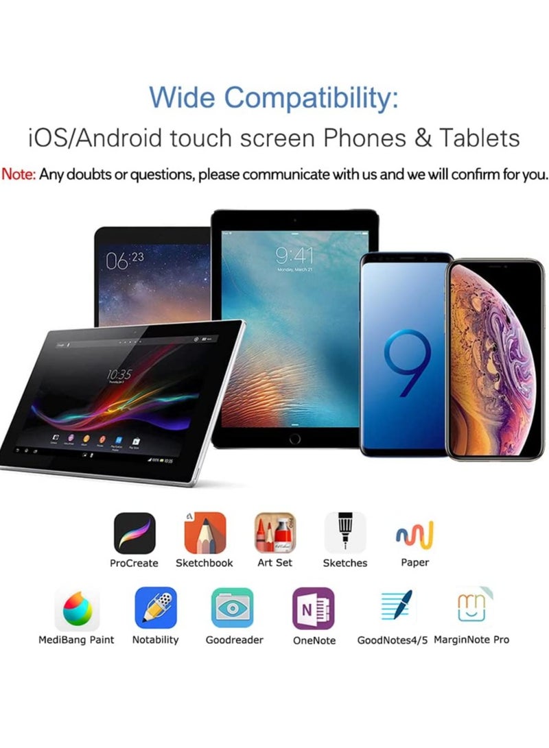 Active Stylus Pen White/Black 1.45mm fine Tip for iPad Apple iPhone Samsung Tablets, on iOS and Android Capacitive Touchscreen, Take-Note Hand-Written Draw no lags Skipping,Rechargeable - Image 5