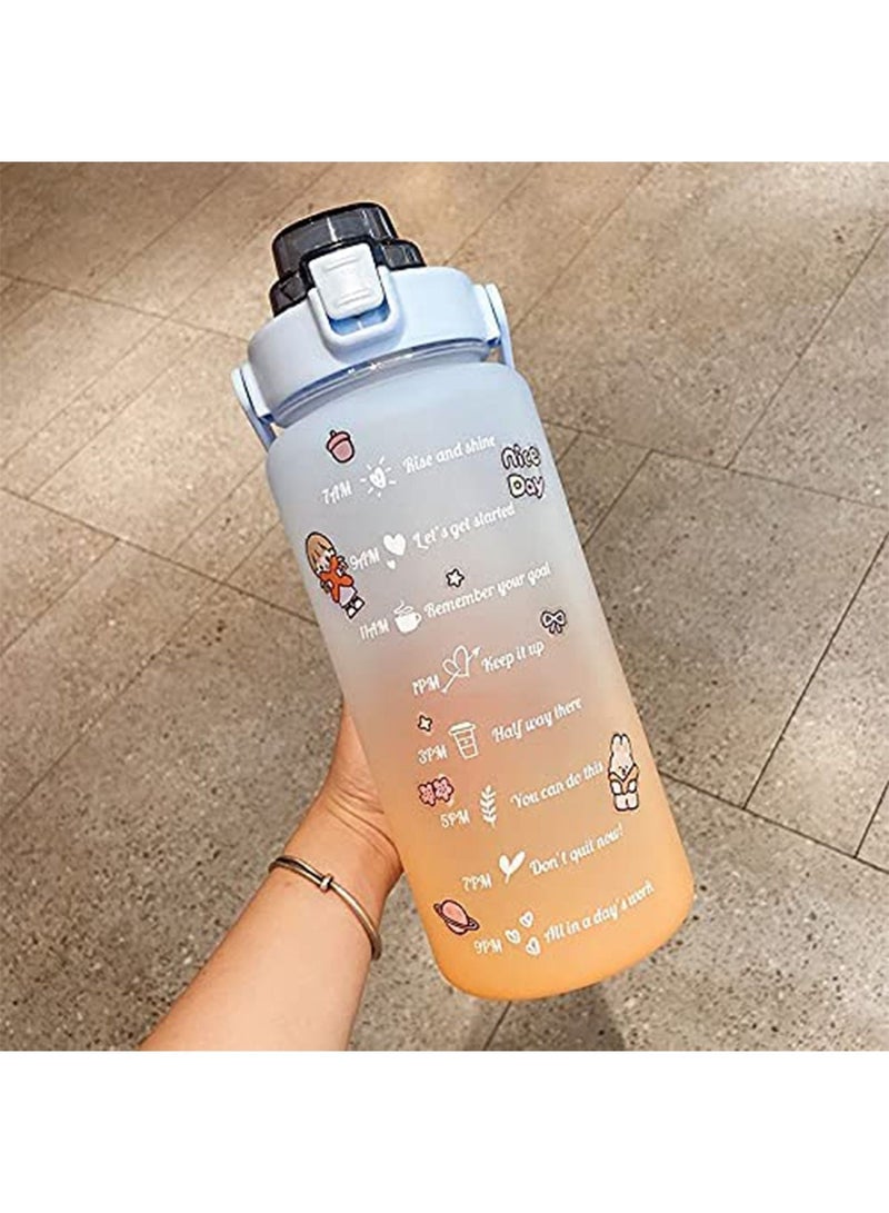 GT-Wheel Motivational Water Bottle with Temperature Marker & Straw Large 2L Leakproof BPA Free Water Jug  - Image 1