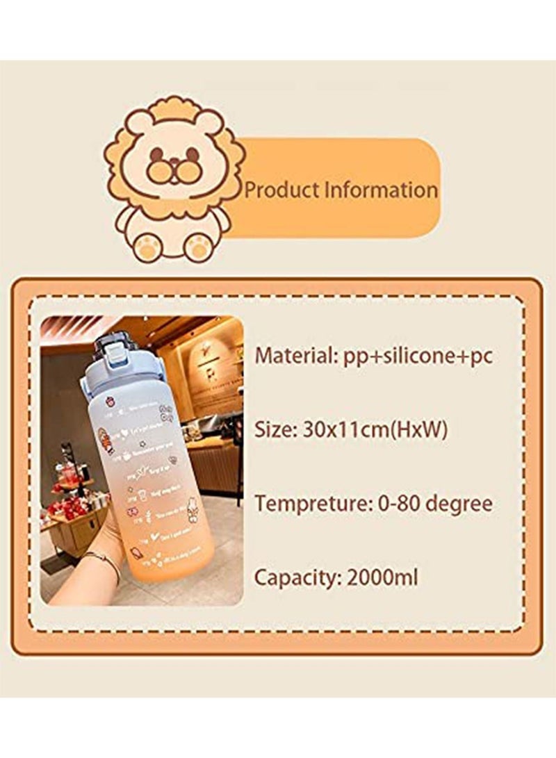 GT-Wheel Motivational Water Bottle with Temperature Marker & Straw Large 2L Leakproof BPA Free Water Jug  - Image 2