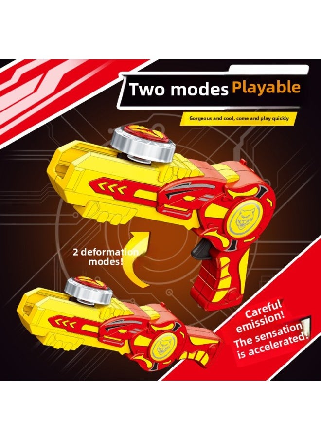 Generic - Light Alloy Gyro Gun Children's Spinning Glow Gyroscope Toy Battle Gyroscope Boy Gun Type Launch Combat Disk-Color:Blue Five-piece Set [1 Gun + 3 Light Gyro + 1 Plate] - Image 1