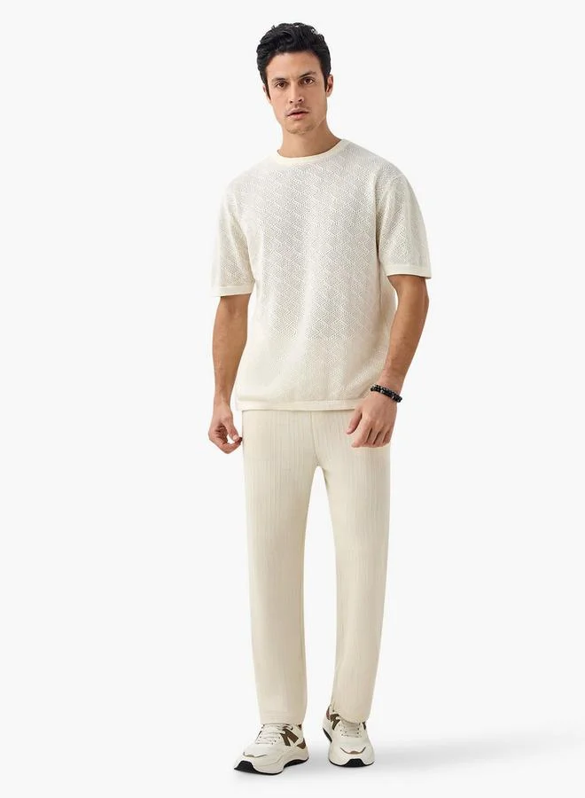 Iconic Iconic Textured T-shirt with Short Sleeves