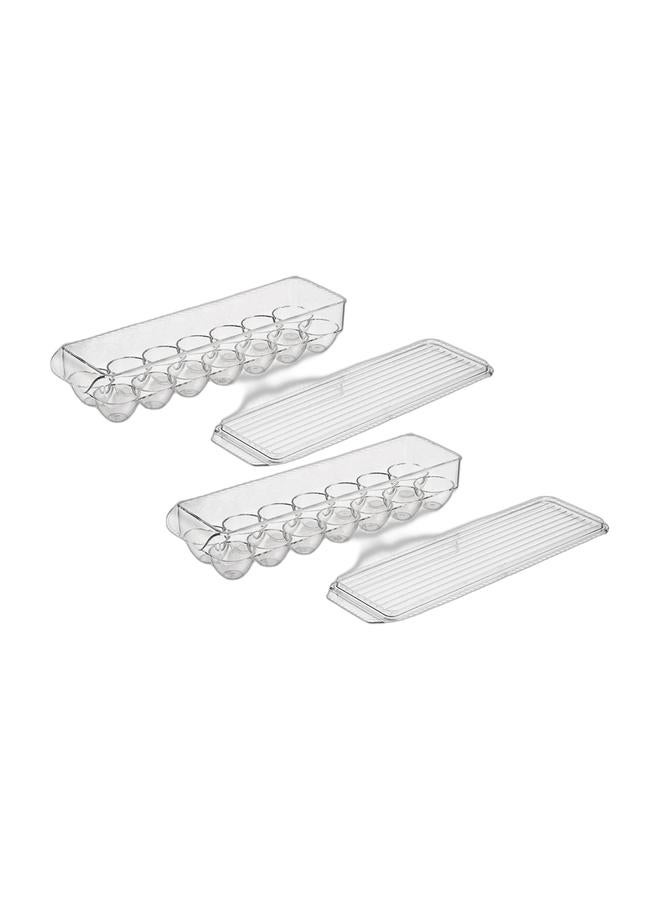 LAWAZIM Pack of 2 Egg Holders for Fridge - Space Saving Clear Plastic Egg Storage Container with Lid, 14-Egg Capacity, and BPA-Free Stackable Design - for Refrigerator Organization, Meal Prep, and Small Kitchens - Image 1