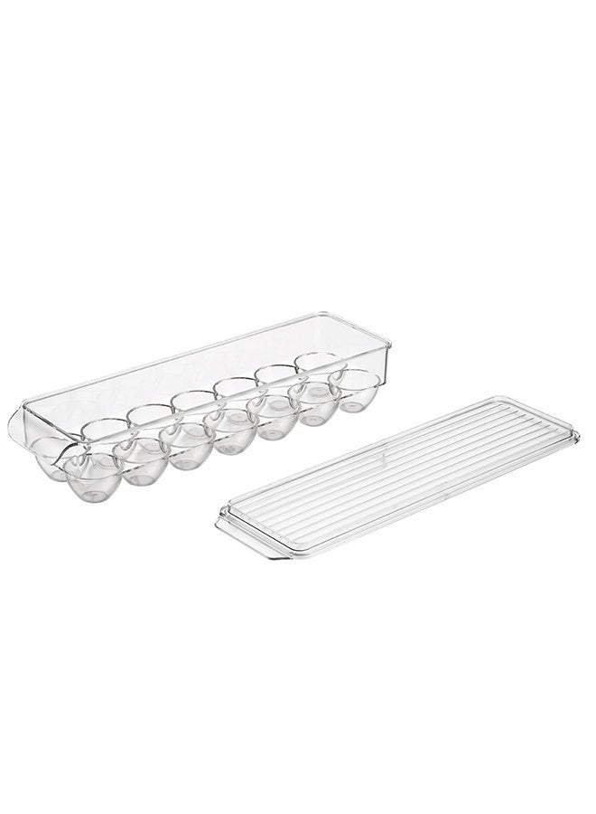 LAWAZIM Pack of 2 Egg Holders for Fridge - Space Saving Clear Plastic Egg Storage Container with Lid, 14-Egg Capacity, and BPA-Free Stackable Design - for Refrigerator Organization, Meal Prep, and Small Kitchens - Image 2