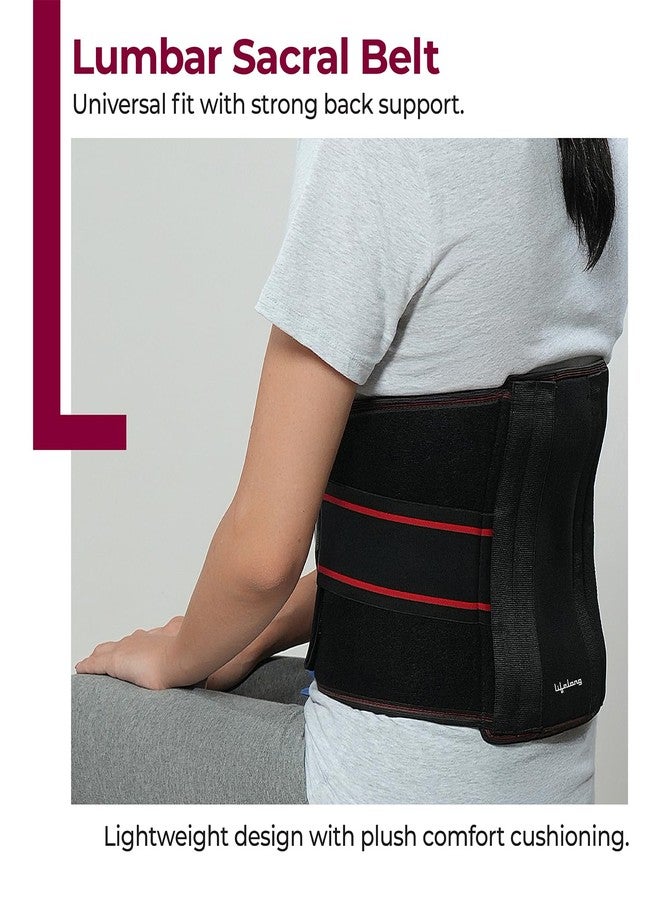 Lifelong Contoured Lumbar Sacral Belt | Adjustable Elastic Straps, 4 Metallic Splints & Strong Back Support | Free Size, Breathable Sweat-Free Fabric for Pain Relief & Posture (LLOBS07) - Image 3