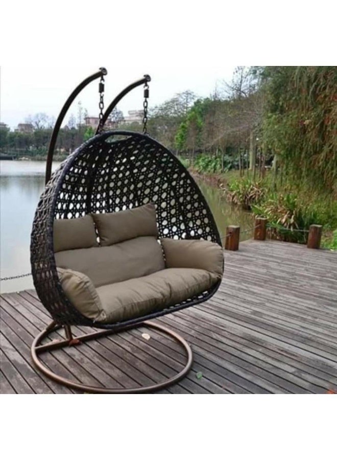 مرجيحه زوجى ريتان بنى غامق قماش وتربروف