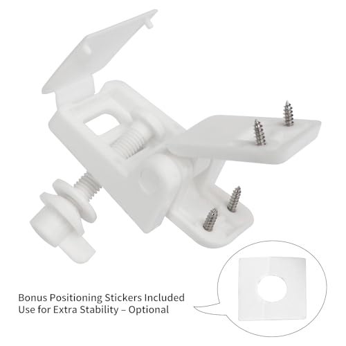 Meaferks Toilet Seat Hinges Replacement Parts – White Plastic Hinge Set with Screws, Connectors, Double Mounting Slots optional, Universal Fit for Wooden Toilet Seats, 1 Pair White (MFL16) - Image 3
