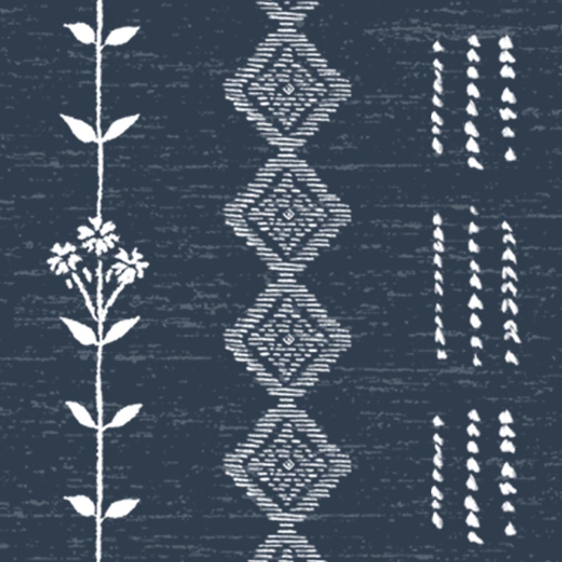 Lino Rosa Navy Blue 96 Inches Long Nursery Curtains Boy,Sheer Boho White Floral Striped Linen Nautical Curtains for Baby Living Room - Image 5