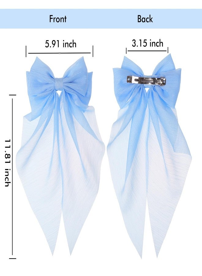 ONEYE 8 Pack Large Hair Bows for Women Big Bow Hair Clips Handmade Hair Ribbons Clips French Barrette Bowknot with Long Tail Hair Accessories for Women Girls - Image 3
