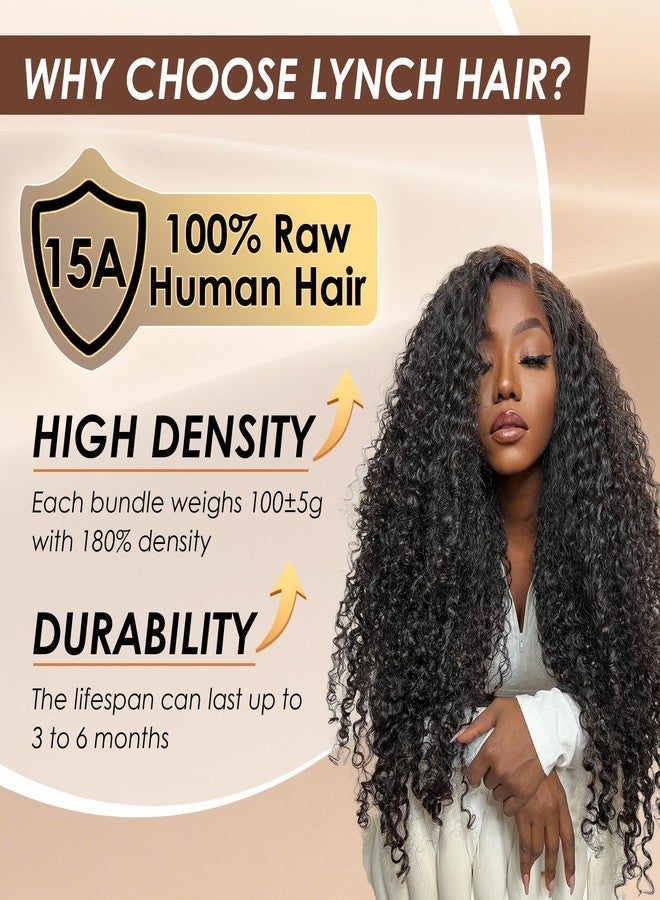Lynch 15A Burmese Curly Bundles Human Hair, 18 20 22 Inch 3 Bundles 3C4A Water Wave Quick Weave with Spiral Curly End, 100% Unprocessed Kinky Curly Raw Human Hair Extensions for Women Natural Black - Image 2