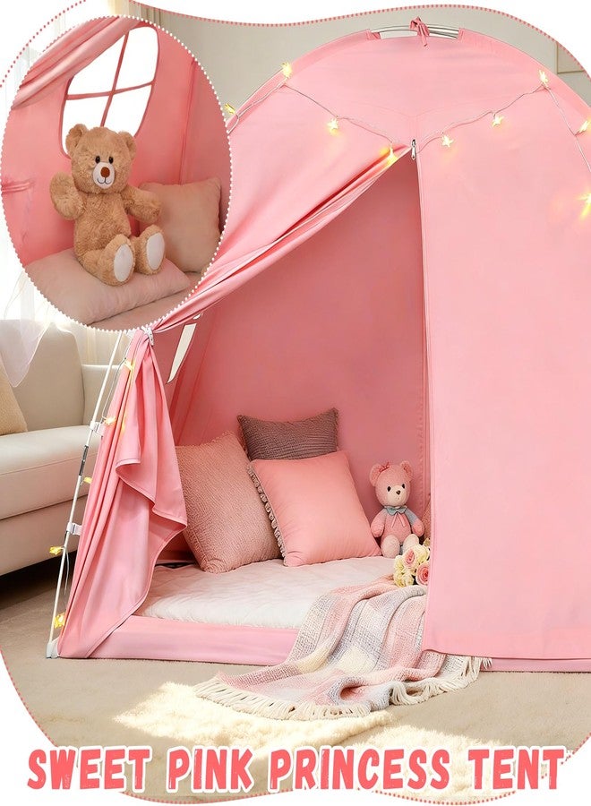 WANRU Bed Tent Twin Size - Privacy Sleeping Space with Blackout Design, Breathable Portable Indoor Floor Bed Tent for Toddler Transition、 Cottage Drafty Room Floor use (Pink, 75x39x49(Suggested for Twin)) - Image 5