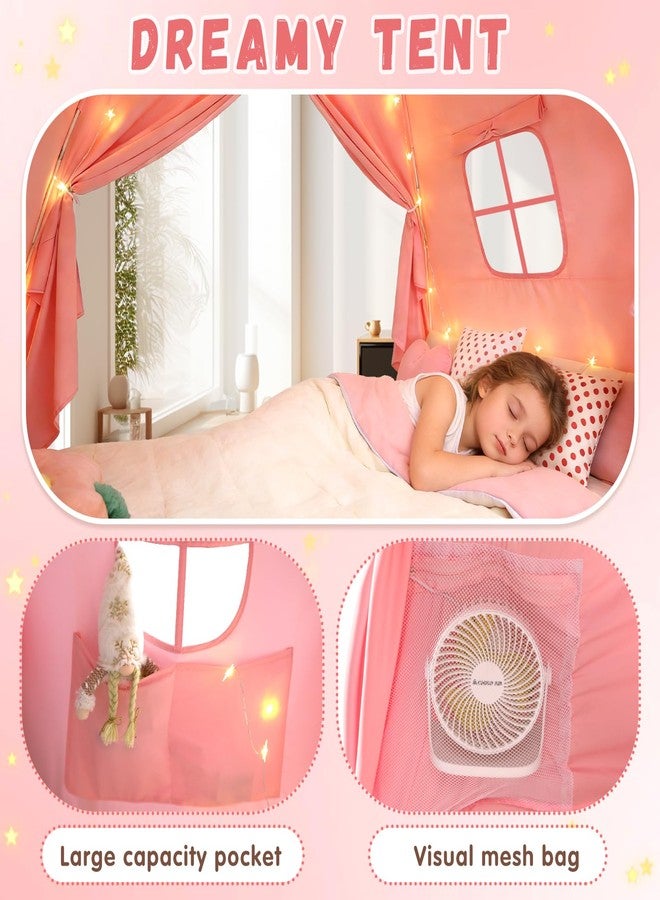 WANRU Bed Tent Twin Size - Privacy Sleeping Space with Blackout Design, Breathable Portable Indoor Floor Bed Tent for Toddler Transition、 Cottage Drafty Room Floor use (Pink, 75x39x49(Suggested for Twin)) - Image 3