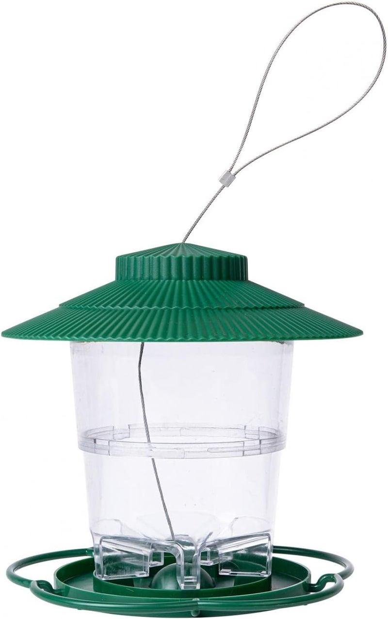 klarako Wild Bird Feeder Hanging Squirrel Proof Bird Feeder Large Capacity Hummingbird Feeder Rainproof Roof Garden Bird Feeder Food Container Outdoor Bird Seed Feeders (Green) - Image 2