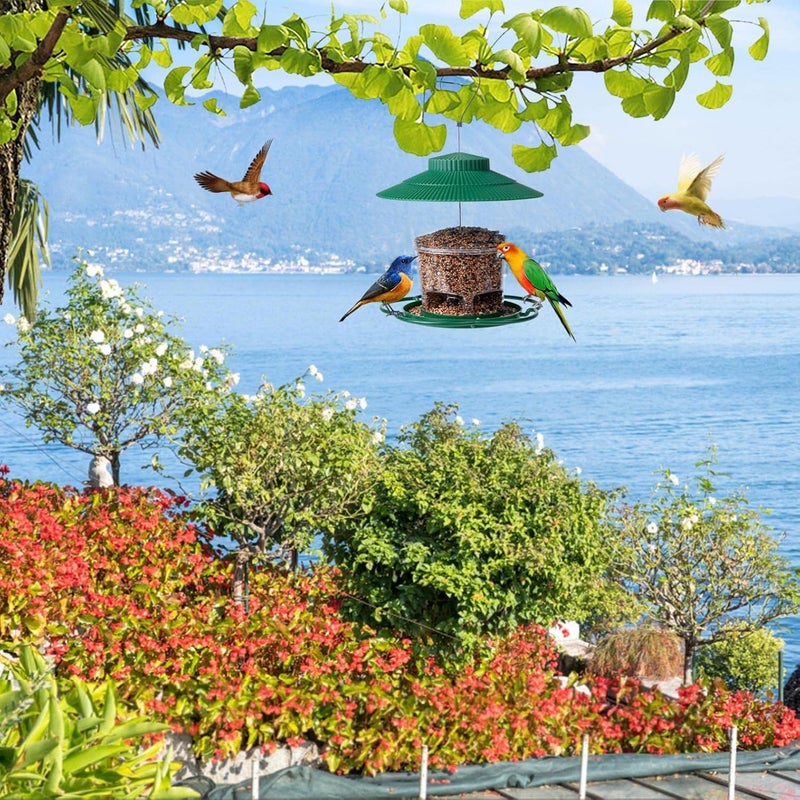 klarako Wild Bird Feeder Hanging Squirrel Proof Bird Feeder Large Capacity Hummingbird Feeder Rainproof Roof Garden Bird Feeder Food Container Outdoor Bird Seed Feeders (Green) - Image 5