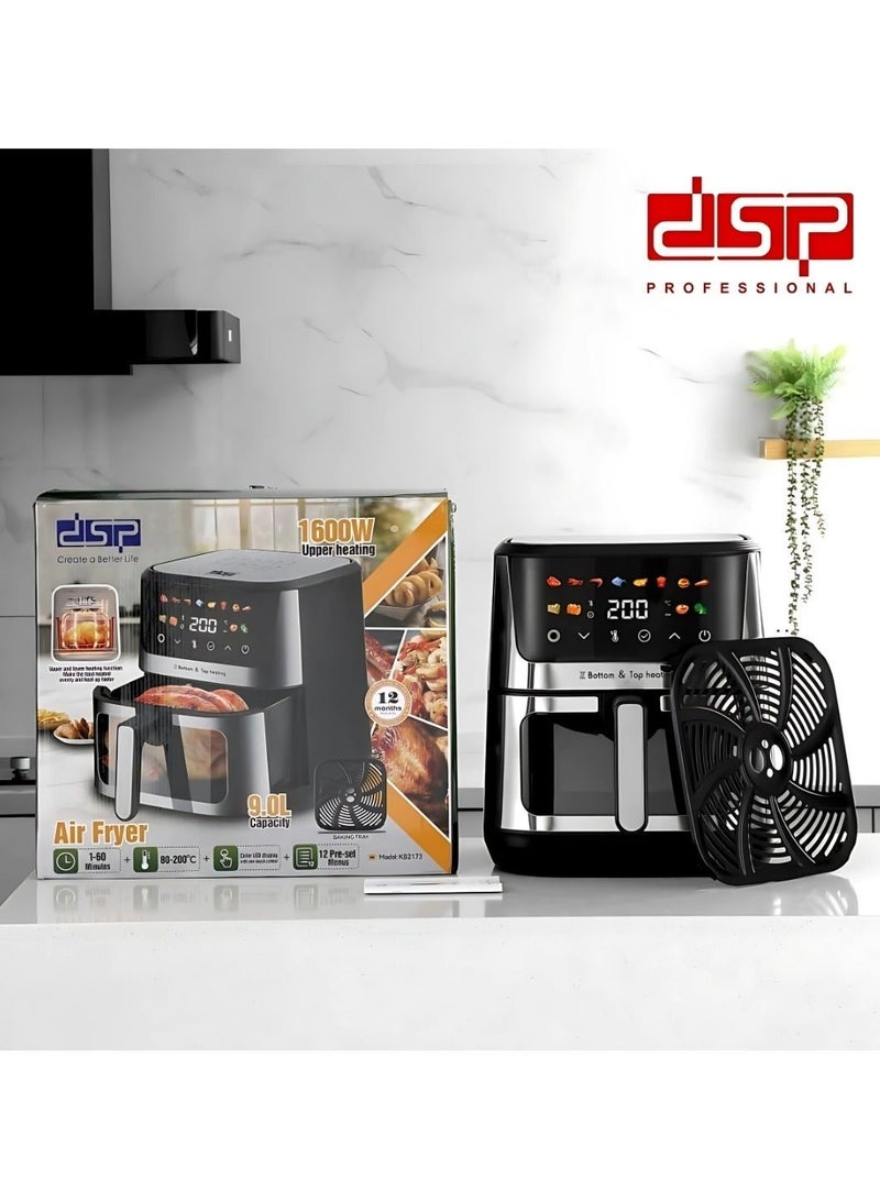 DSP Air Fryer KB2173 – 9L Capacity for Fast, Healthy Cooking with Advanced Technology! Enjoy oil-free cooking with the powerful and stylish DSP air fryer. Its large 9.0L capacity, modern design, and advanced hot air circulation ensure evenly cooked meals and delicious results every time. Perfect for families, saving time and effort in the kitchen! - Image 5