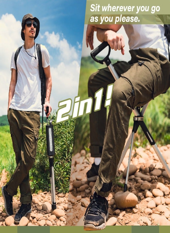 خطوة الى الذهب الكرسي العجيب ، كرسي التنزه المحمول ، عصا المشي القابلة للطي مع المقعد  ، كرسي قابل للطي ، ألومنيوم خفيف الوزن ، حمل سهل وتخزين ، مضاد للانزلاق - Image 1