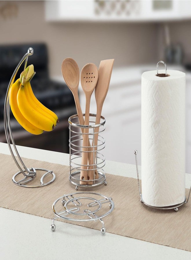 Home Basics Kitchen Utensil Holder for Kitchen Counter by Home Basics | Chrome Plated Steel Utensil Crock | Utensil Storage Caddy Organizer for Cooking Spoons, Spatulas, Forks, Whisks, and More - Image 4