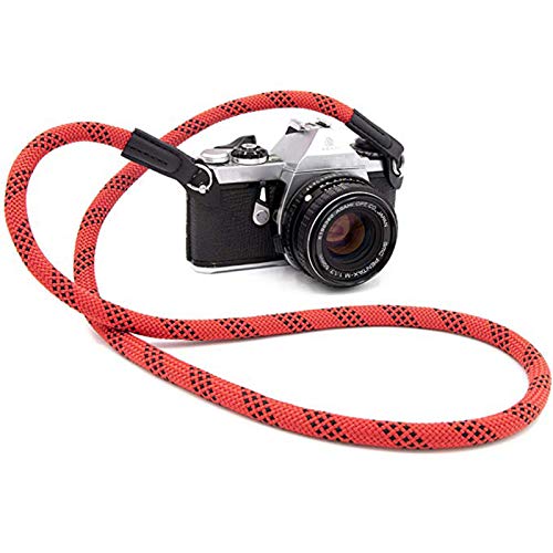 Eorefo Camera Strap Vintage 100cm Nylon Climbing Rope Camera Neck Shoulder Strap for Micro Single and DSLR Camera.(Red/Black) - Image 2