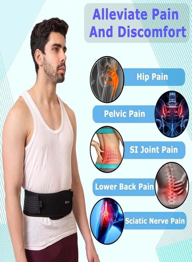 ZEDAN Adjustable Sacroiliac Hip Waist Compression Belt | Lower Back Support Hip Brace | Anti-Slip Sciatica Pain Relief | For Pelvis, Lumbar, Nerve, Leg, SI Joint | For Men & Women - Black - Image 4