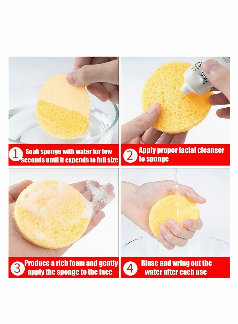 Excefore Compressed Facial Sponges, 4 Color Facial Sponges Cleansing Wash Face Sponge, Exfoliating Cellulose Facial Cosmetic Sponges for Makeup Removal (40 Count 2.5 Inch)  - Image 4