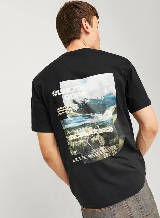 JACK & JONES Back Graphic Print Crew Neck T-Shirt