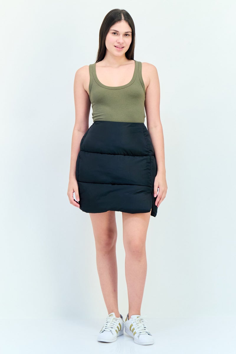 Asos Luxe Women Quilted Puffer Mini Skirt, Black - Image 2