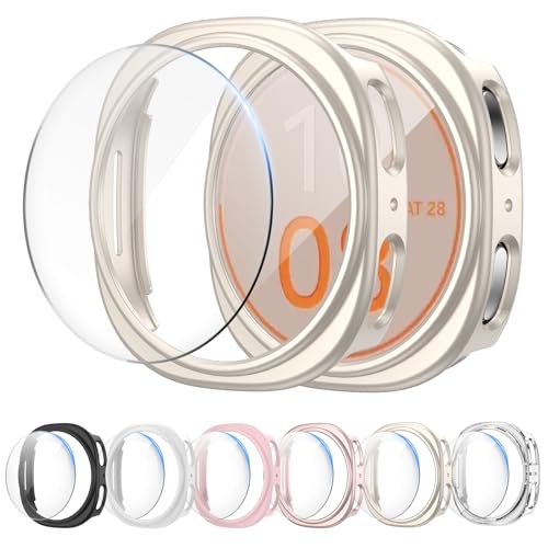 Cuteey 66 Pack for Samsung Galaxy Watch 8 Screen Protector Case 40mm Hard PC Bumper Cover with AntiFog Tempered Glass Film for Galaxy Watch 8 Accessories Women - Image 1