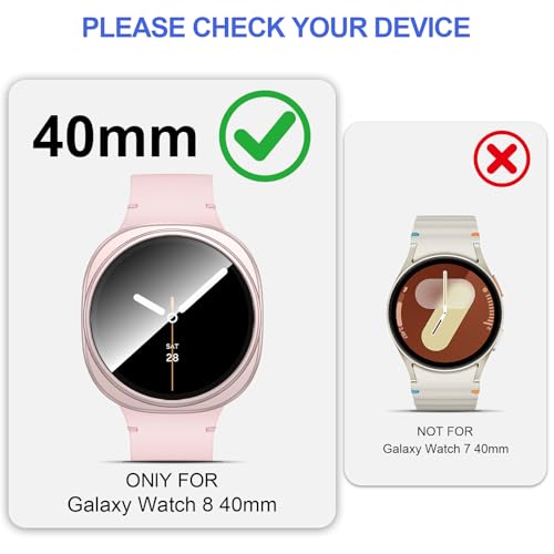 Cuteey 66 Pack for Samsung Galaxy Watch 8 Screen Protector Case 40mm Hard PC Bumper Cover with AntiFog Tempered Glass Film for Galaxy Watch 8 Accessories Women - Image 3