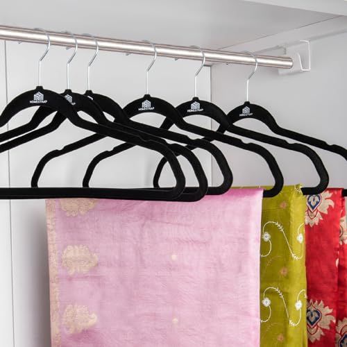 Homestrap Velvet Anti-Slip Hanger (Pack of 6)| Heavy Duty Velvet Suit Hangers with 360° Rotating Hooks| Lightweight, Strong and Ultra-Thin Hangers (Black) - Image 3