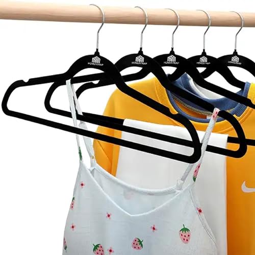Homestrap Velvet Anti-Slip Hanger (Pack of 6)| Heavy Duty Velvet Suit Hangers with 360° Rotating Hooks| Lightweight, Strong and Ultra-Thin Hangers (Black) - Image 5