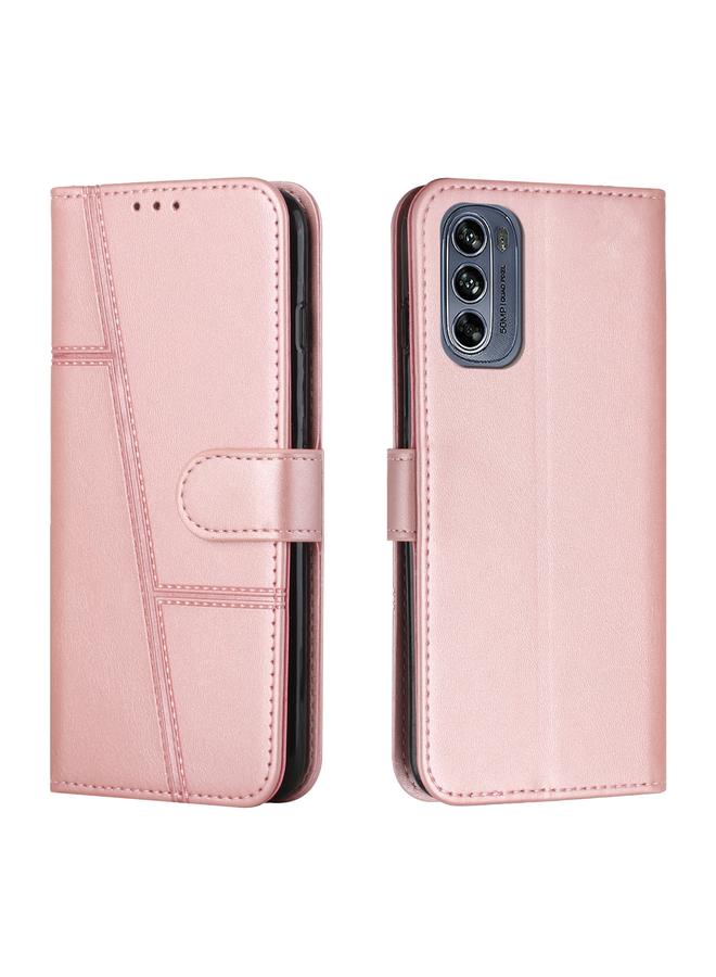 اس-توب جراب لهاتف Motorola Moto G62 5G جراب هاتف من الجلد بخياطة من جلد العجل مع مشبك - Image 1