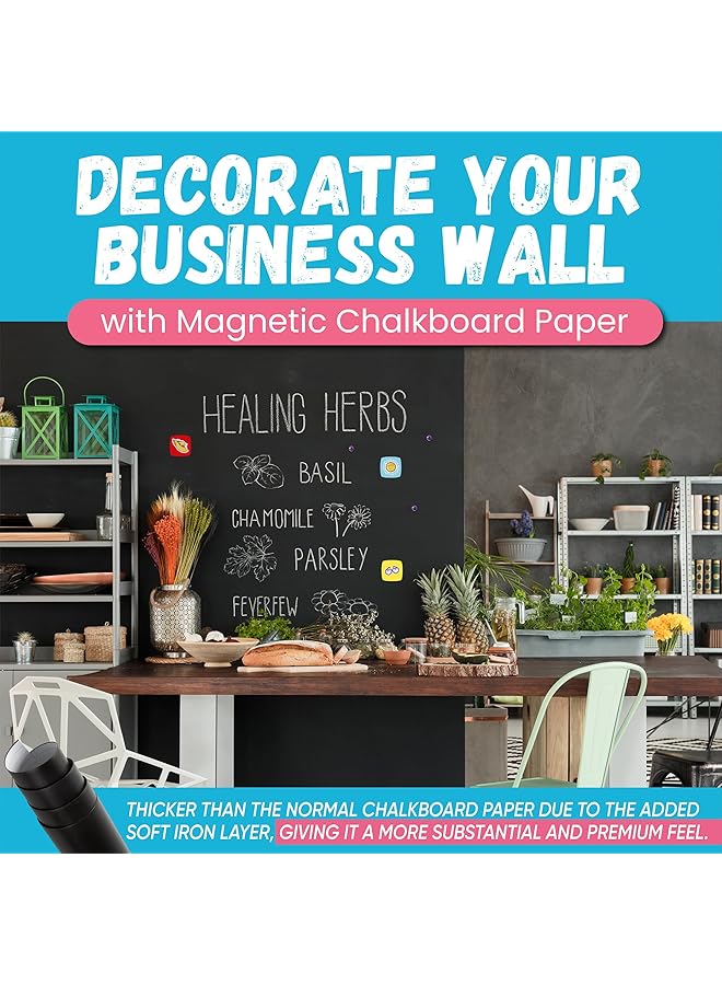 erorex Magnetic Chalkboard Wallpaper Peel And Stick 90 X 45 Cm Self Adhesive Chalkboard Contact Paper With Chalk Markers Magnets Pen Holder And Rag Ideal For Kids' Playrooms Home Offices And Classrooms  - Image 4