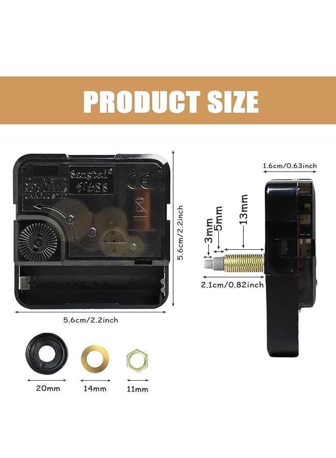إيروريكس مجموعة أجزاء حركة ساعة الحائط التي تعمل بالبطارية، آلية ساعة بديلة لساعة الكوارتز، آلية ساعة صامتة بديلة لإصلاح ساعة DIY، مكتب منزلي، أسود - Image 2