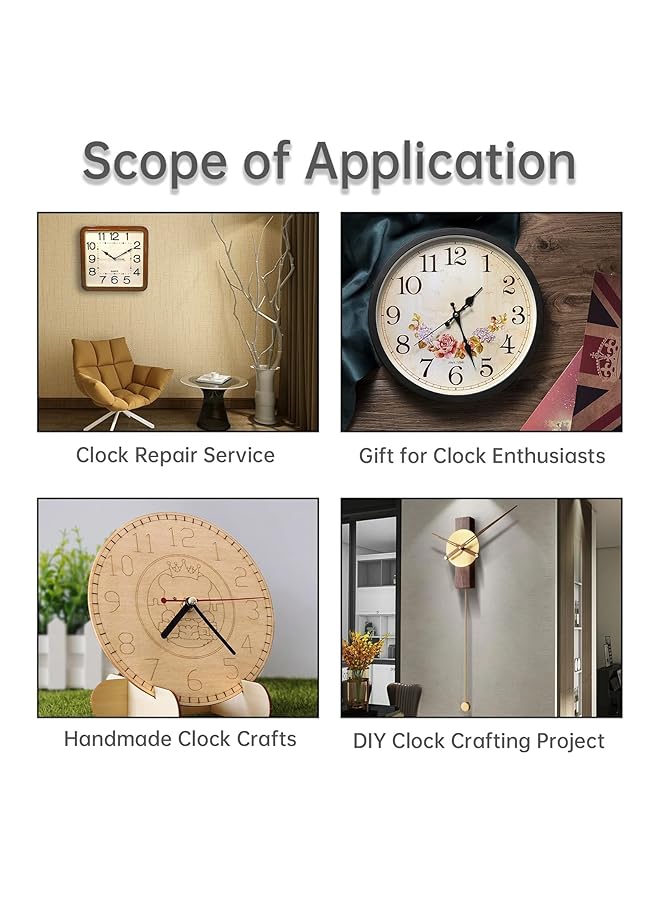 إيروريكس مجموعة أجزاء حركة ساعة الحائط التي تعمل بالبطارية، آلية ساعة بديلة لساعة الكوارتز، آلية ساعة صامتة بديلة لإصلاح ساعة DIY، مكتب منزلي، أسود - Image 4