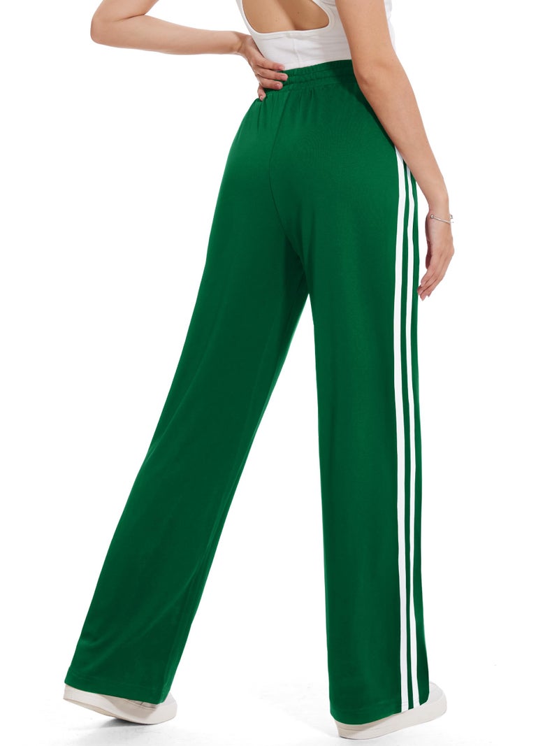 Tapata Tall Women 34" Inseam Warm Up Track Pants Wide Leg Sweatpants Lightweight Side Stripe Ladies Slacks Workout, Green, XL - Image 2