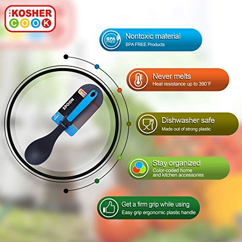 The Kosher Cook Dairy Blue Basting Spoon - Heavy Duty Silicone Mixing and Serving Utensil with Ergonomic Handle and Comfortable Grip For Cooking and Baking - Color Coded Kitchen Tools by The Kosher Cook - Image 4