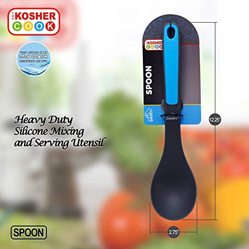 The Kosher Cook Dairy Blue Basting Spoon - Heavy Duty Silicone Mixing and Serving Utensil with Ergonomic Handle and Comfortable Grip For Cooking and Baking - Color Coded Kitchen Tools by The Kosher Cook - Image 3