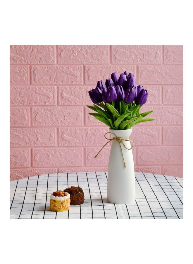 NIBEMINENT 20-Piece Artificial Tulip Flowers With Soft Latex Materials Purple/Green - Image 2