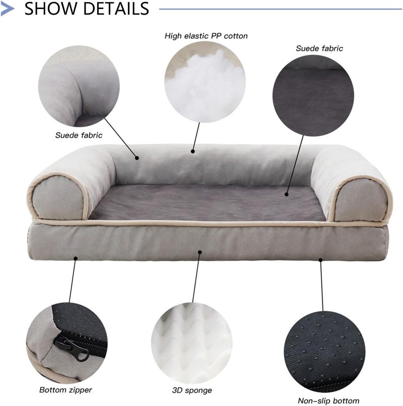 Dog Bed Stylish Nest for Small Puppy Kitten Rectangular Basket Pet Detachable Cushion for Household Dog Sofa Cover - Image 4