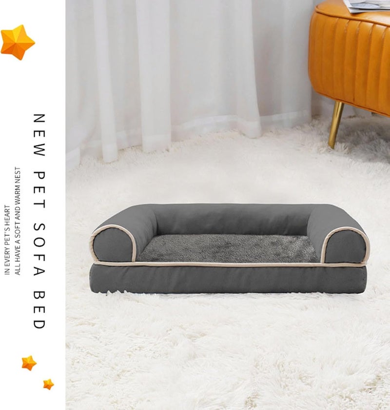 Dog Bed Stylish Nest for Small Puppy Kitten Rectangular Basket Pet Detachable Cushion for Household Dog Sofa Cover - Image 3