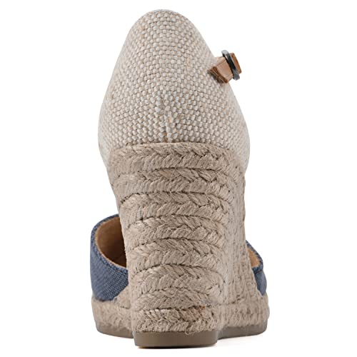 WHITE MOUNTAIN Women's Mamba Espadrille Wedge Sandal, Denimblue/Fab, 6 W - Image 5