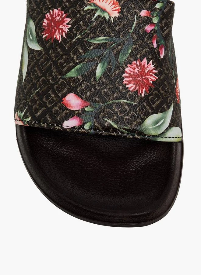 Flora Bella By Shoexpress BROWN Flora Bella Women Monogram Floral Print Slides for Women | Best Price UAE