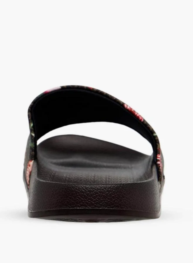 Flora Bella By Shoexpress BROWN Flora Bella Women Monogram Floral Print Slides for Women | Best Price UAE