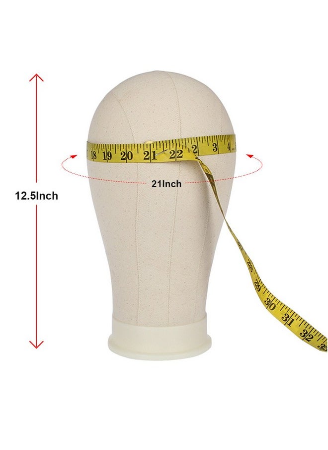 Leeven - Leeven 21"-24" Poly Canvas Block Head Professional Mannequin Canvas Head for Making, Drying,Styling Wigs with Table Clamp Stand and Hair Edge Band 22 Inch - Image 1