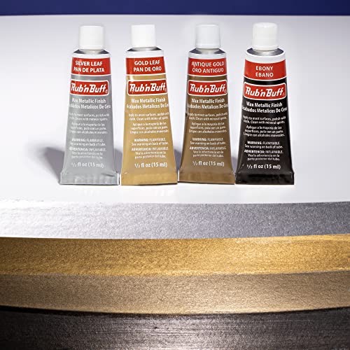 AMACO Rub n Buff Wax Metallic Finish 4 Color Kit - Antique Gold Silver Leaf Gold Leaf Ebony 15ml Tubes - Versatile Gilding Wax for Finishing Furniture Antiquing and Restoration - 4 Rub and Buff Colors - Image 2